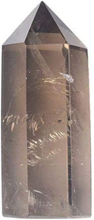 Natural Smoky Quartz Gemstone Healing Crystal Hexagonal Pointed Reiki Chakra Faceted Prism Wand Carved Stone Figurine Home Decor